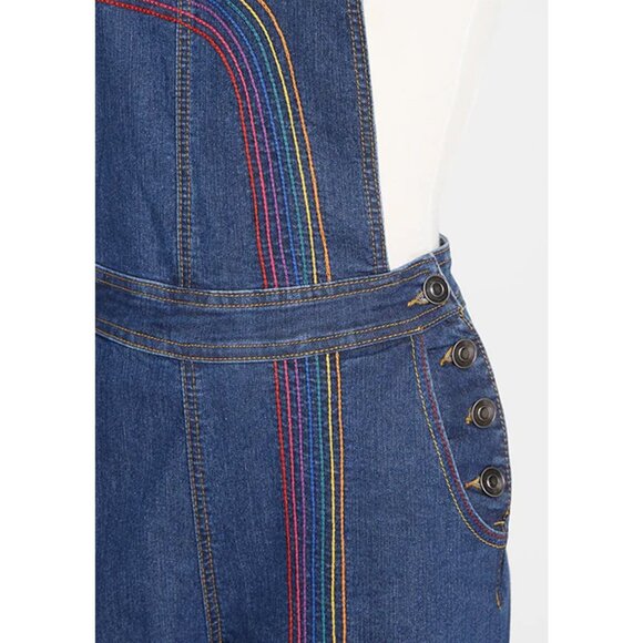Rainbow With Me Overalls ModCloth Rare Sold Out Small Size 2 - Picture 2 of 5
